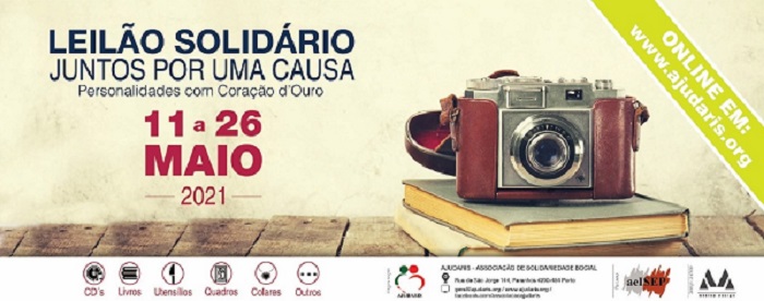 Leilão solidário a favor da Ajudaris de 11 a 26 de maio Leilão solidário a favor da Ajudaris de 11 a 26 de maio